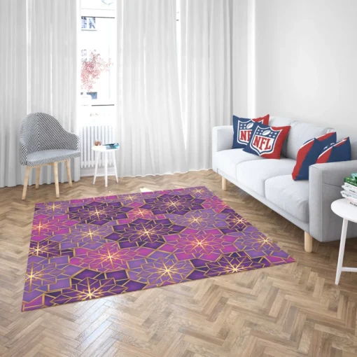 Arabic Geometric Purple Gold Gradient Rug 2