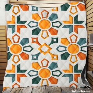 Arabic Oriental Morocco Floral Design Quilt Blanket