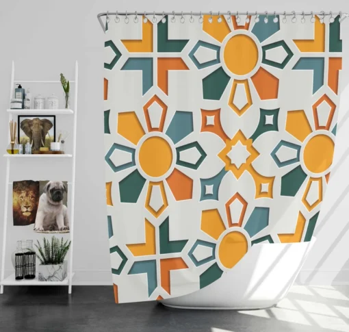 Arabic Oriental Morocco Floral Design Shower Curtain