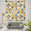 Arabic Oriental Morocco Floral Design Wall Tapestry