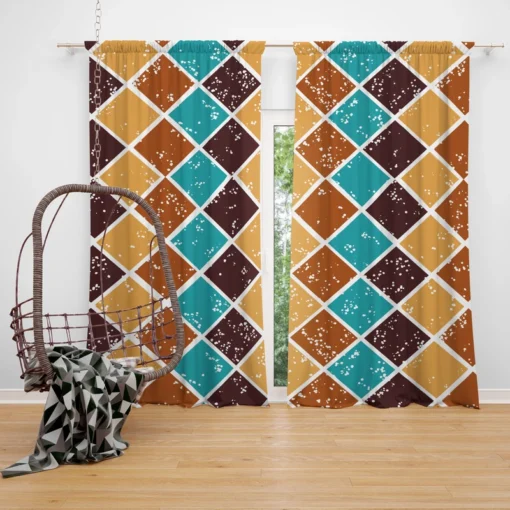 Argyle Pattern Patchwork Design Curtain