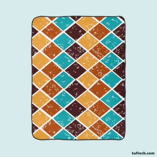 Argyle Pattern Patchwork Design Fleece Blanket 1