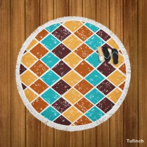 Argyle Pattern Patchwork Design Round Beach Towel