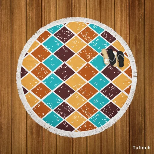 Argyle Pattern Patchwork Design Round Beach Towel