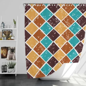 Argyle Pattern Patchwork Design Shower Curtain