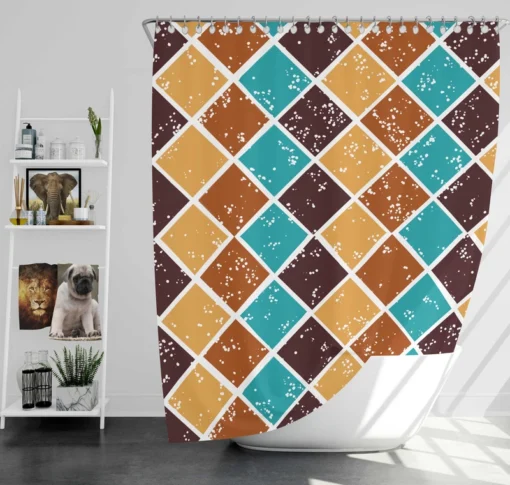 Argyle Pattern Patchwork Design Shower Curtain