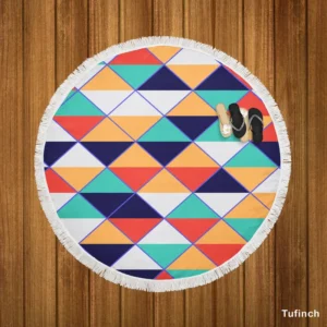 Argyle Style Triangle Pattern Round Beach Towel