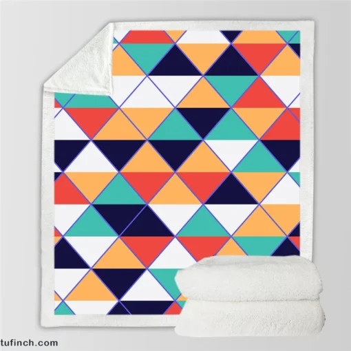 Argyle Style Triangle Pattern Sherpa Fleece Blanket