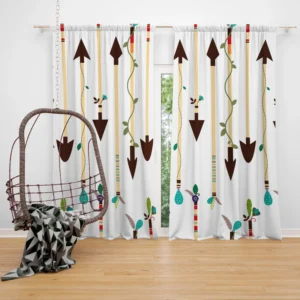 Arrow Pattern White Background Curtain