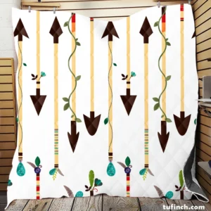 Arrow Pattern White Background Quilt Blanket