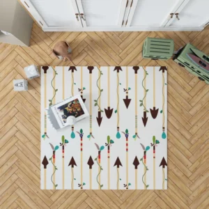 Arrow Pattern White Background Rug