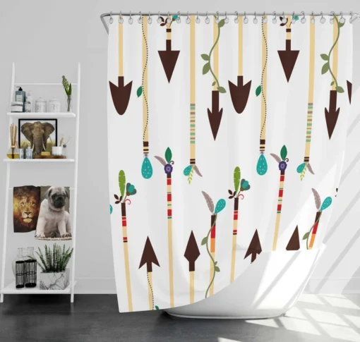 Arrow Pattern White Background Shower Curtain