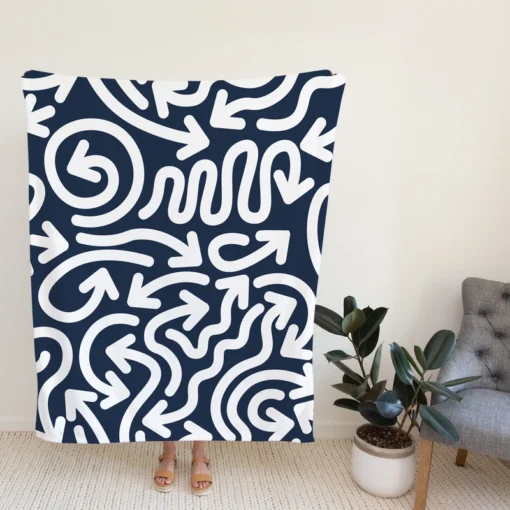 Arrows Pattern With Shapes Fleece Blanket