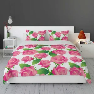 Artificial Pink Baby Roses Bedding Set 1