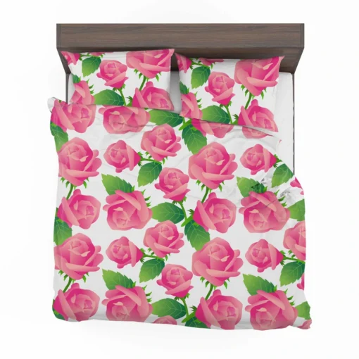 Artificial Pink Baby Roses Bedding Set 2