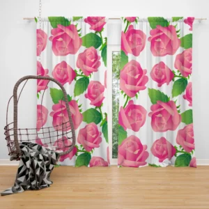 Artificial Pink Baby Roses Curtain