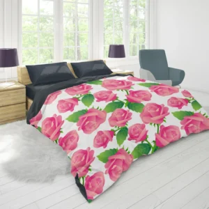 Artificial Pink Baby Roses Duvet Cover 1