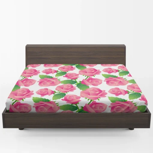 Artificial Pink Baby Roses Fitted Sheet 1