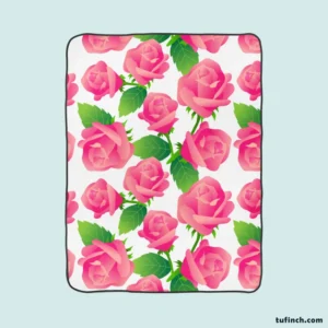 Artificial Pink Baby Roses Fleece Blanket 1