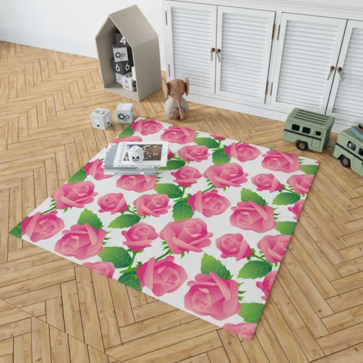 Artificial Pink Baby Roses Rug 1