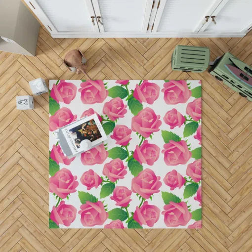 Artificial Pink Baby Roses Rug