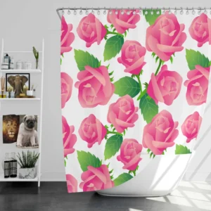 Artificial Pink Baby Roses Shower Curtain