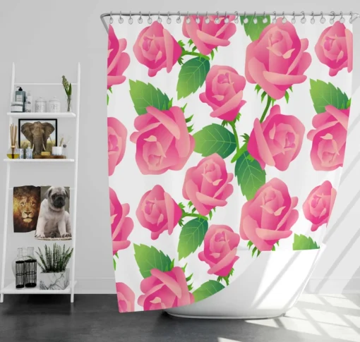 Artificial Pink Baby Roses Shower Curtain