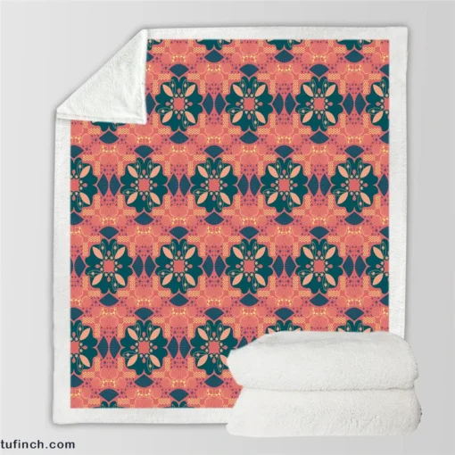 Asian Batik Design Sherpa Fleece Blanket