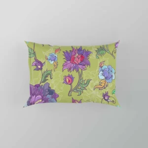 Asian Floral Purple Lotus Pattern Pillow Case