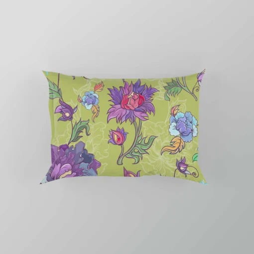 Asian Floral Purple Lotus Pattern Pillow Case