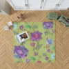 Asian Floral Purple Lotus Pattern Rug