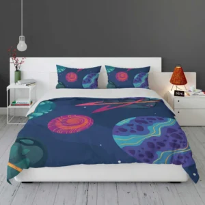 Asteroids Planets Pattern Bedding Set 1