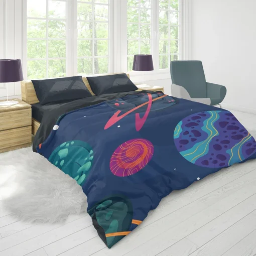 Asteroids Planets Pattern Duvet Cover 1