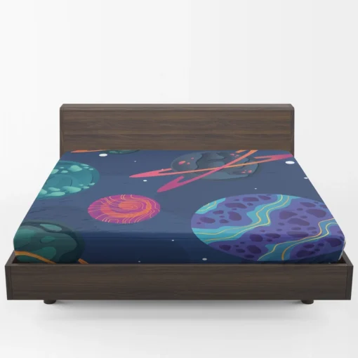 Asteroids Planets Pattern Fitted Sheet 1