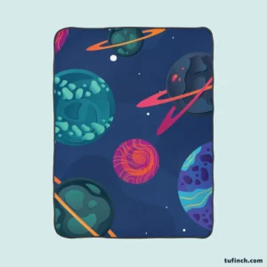 Asteroids Planets Pattern Fleece Blanket 1