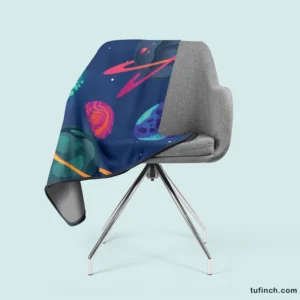 Asteroids Planets Pattern Fleece Blanket 2