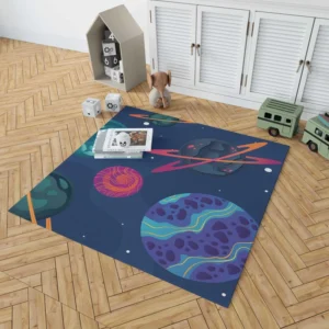 Asteroids Planets Pattern Rug 1