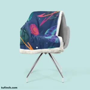 Asteroids Planets Pattern Sherpa Fleece Blanket 2