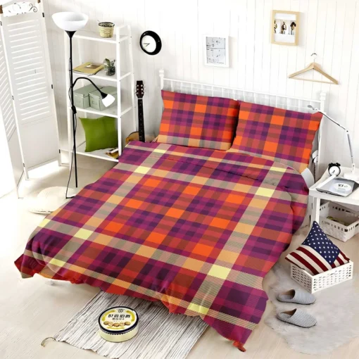 Attractive Colorful Check Pattern Plaid Bedding Set