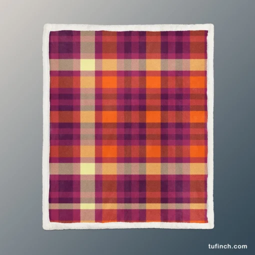 Attractive Colorful Check Pattern Plaid Sherpa Fleece Blanket 1