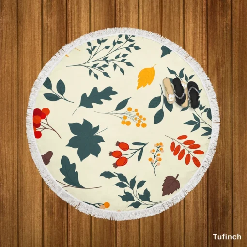 Autumn Leaves All-over Print Round Beach Towel