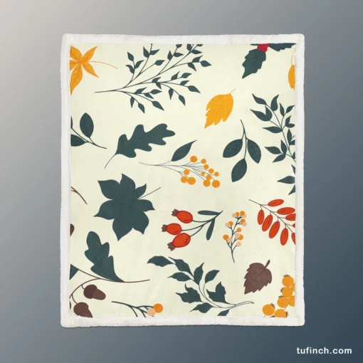 Autumn Leaves All-over Print Sherpa Fleece Blanket 1