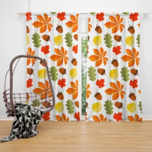 Autumn Leaves And Acorn Nut Curtain