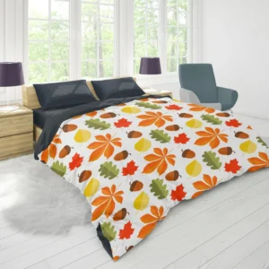 Autumn Leaves And Acorn Nut Duvet Cover 1