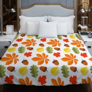 Autumn Leaves And Acorn Nut Duvet Cover