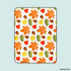 Autumn Leaves And Acorn Nut Fleece Blanket 1