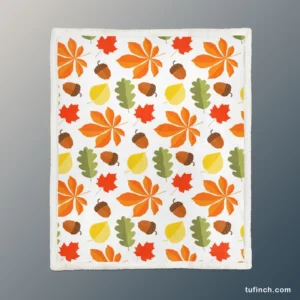 Autumn Leaves And Acorn Nut Sherpa Fleece Blanket 1