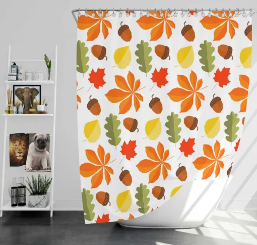 Autumn Leaves And Acorn Nut Shower Curtain