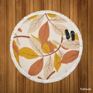 Autumn Leaves Art Design Round Beach Towel