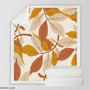 Autumn Leaves Art Design Sherpa Fleece Blanket